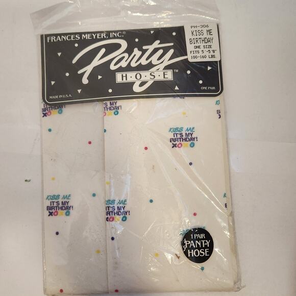 Vintage 1991 Party Hose Kiss Me It's My Birthday NIP - Picture 1 of 3